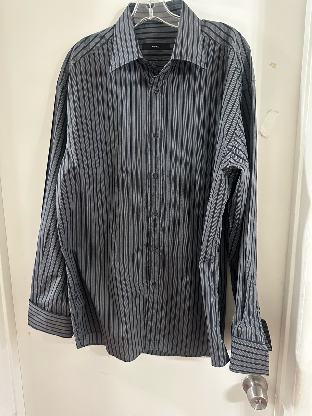 Gucci Men’s Grey Stripe Dress Shirt XL